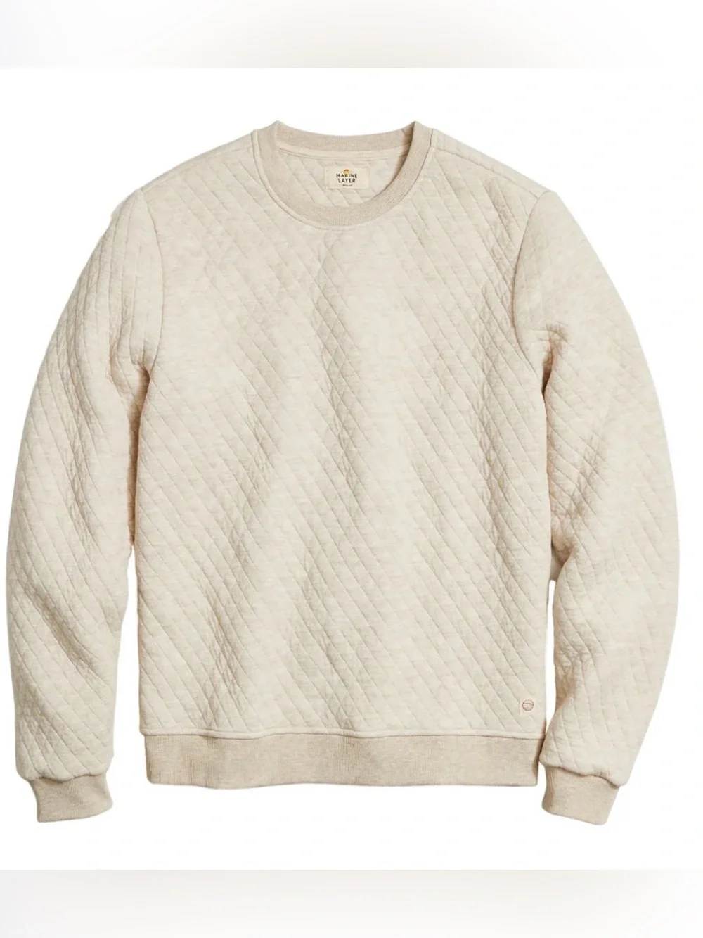 Marine Layer Corbet Quilted Crewneck Sweater - Cream - Picture 1 of 5